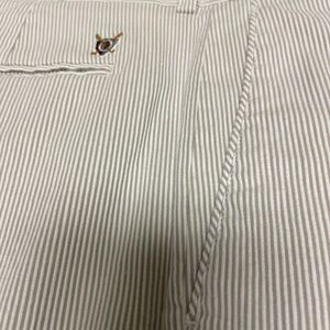 Khaki/white seersucker slacks. Oxford golf brand. 34x30.